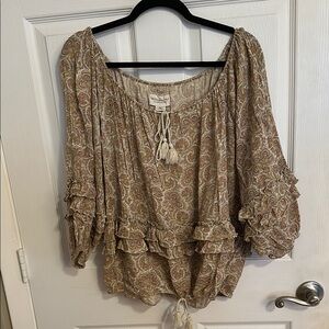 Ralph Lauren Denim & Supply Boho Paisley Ruffled Off-the-shoulder Blouse M